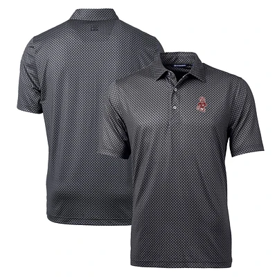 Men's Cutter & Buck Black Washington State Cougars Pike Banner Stretch Polo