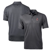 Men's Cutter & Buck Black Washington State Cougars Pike Banner Stretch Polo