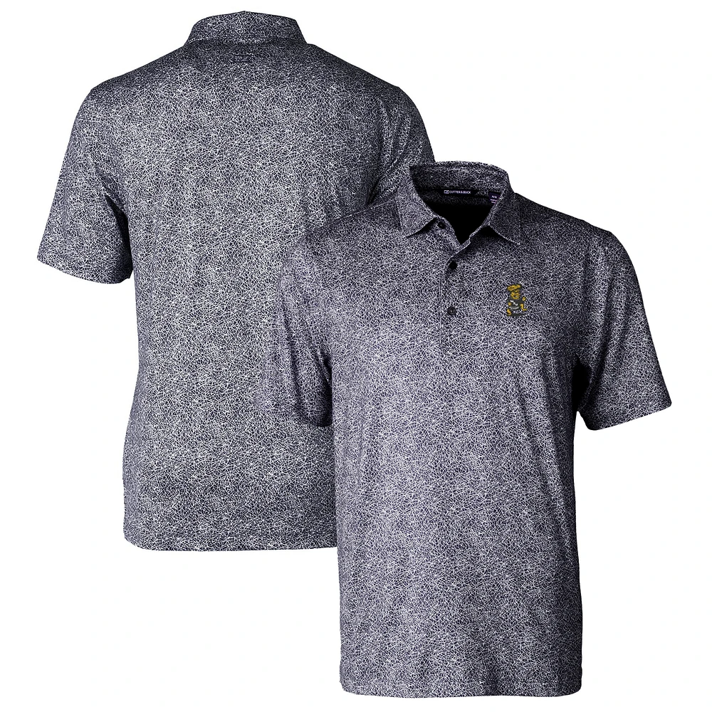 Men's Cutter & Buck Black Wichita State Shockers Pike Constellation Stretch Polo