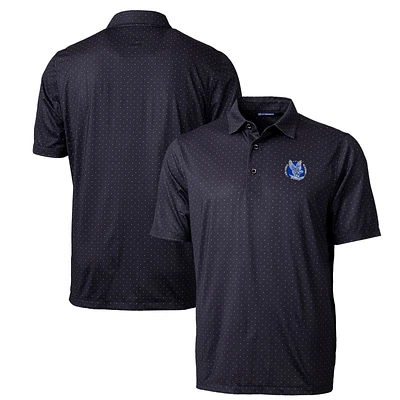 Men's Cutter & Buck Black Air Force Falcons Primary Team Logo Pike Double Dot Print Stretch Polo