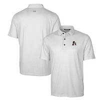 Men's Cutter & Buck Charcoal Arkansas Razorbacks Primary Team Logo Pike Double Dot Print Stretch Polo