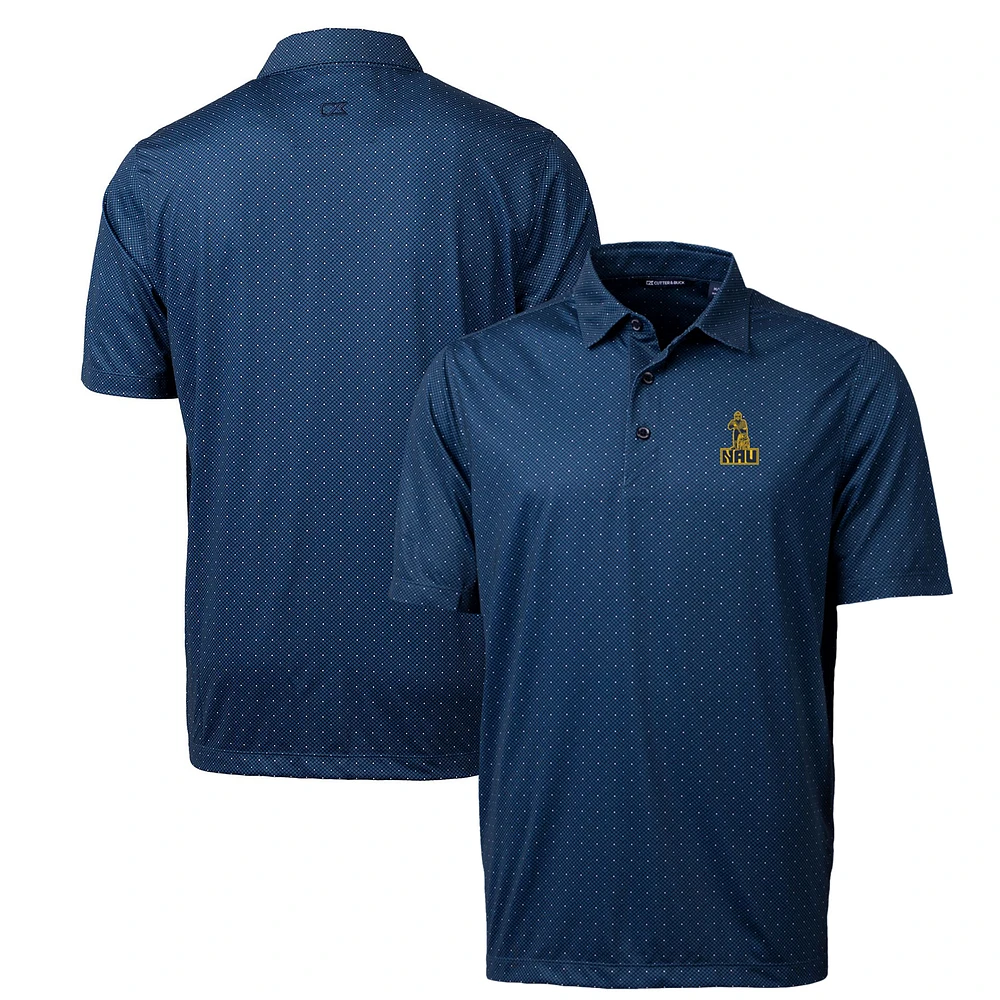 Men's Cutter & Buck Navy Northern Arizona Lumberjacks Primary Team Logo Pike Double Dot Print Stretch Polo