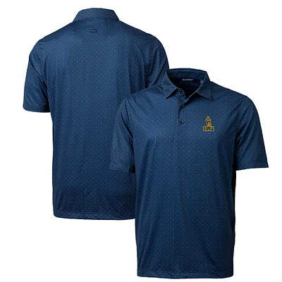 Men's Cutter & Buck Navy Northern Arizona Lumberjacks Primary Team Logo Pike Double Dot Print Stretch Polo