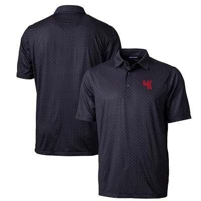 Men's Cutter & Buck Black Western Kentucky Hilltoppers Primary Team Logo Pike Double Dot Print Stretch Polo