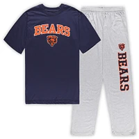 Men's Concepts Sport Navy/Heather Gray Chicago Bears Big & Tall T-Shirt Pants Sleep Set