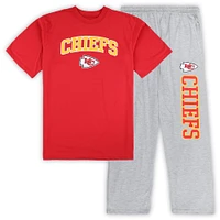 Men's Concepts Sport Red/Heather Gray Kansas City Chiefs Big & Tall T-Shirt & Pajama Pants Sleep Set