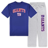 Men's Concepts Sport Royal/Heather Gray New York Giants Big & Tall T-Shirt Pajama Pants Sleep Set