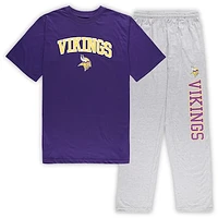 Men's Concepts Sport Purple/Heather Gray Minnesota Vikings Big & Tall T-Shirt & Pants Sleep Set