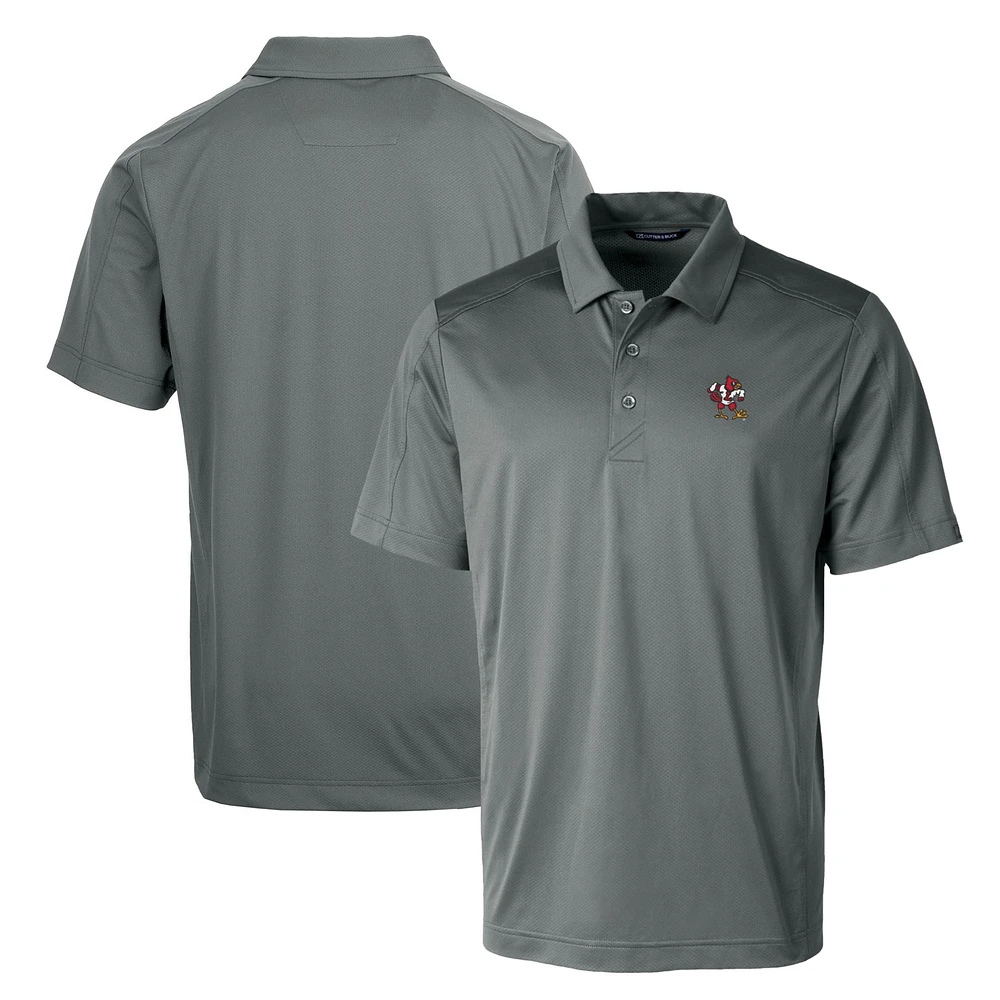Cutter & Buck Steel Louisville Cardinals Primary Team Logo Prospect Textured Stretch Polo