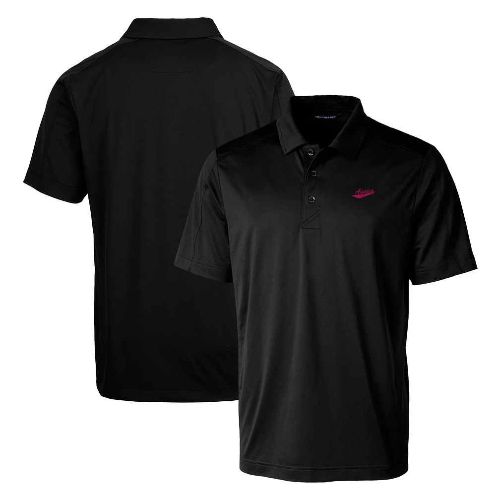 Cutter & Buck Black New Mexico State Aggies Primary Team Logo Prospect Textured Stretch Polo