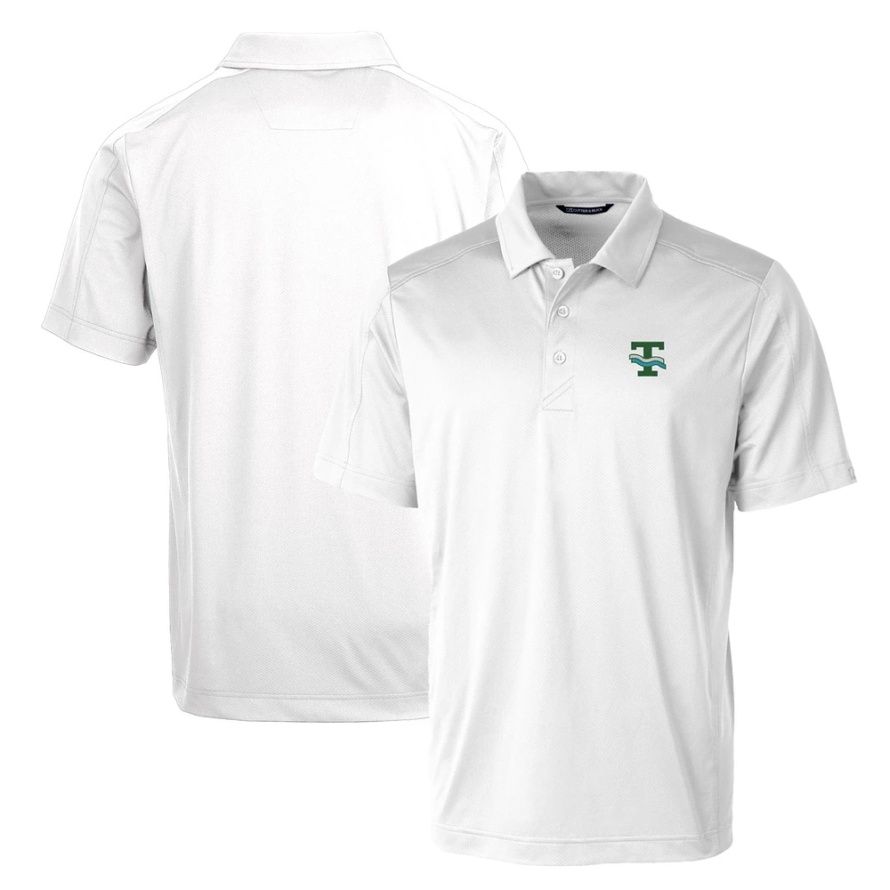 Cutter & Buck White Tulane Green Wave Primary Team Logo Prospect Textured Stretch Polo