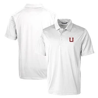 Cutter & Buck White Utah Utes Primary Team Logo Prospect Textured Stretch Polo
