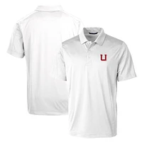 Cutter & Buck White Utah Utes Primary Team Logo Prospect Textured Stretch Polo