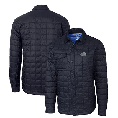 Men's Cutter & Buck Navy Old Dominion Monarchs Rainier PrimaLoft Eco Insulated Quilted Button-Up Shacket