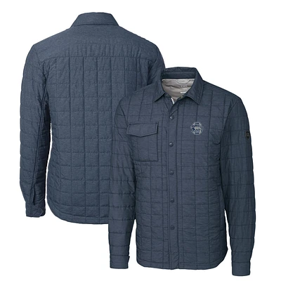 Men's Cutter & Buck Heather Navy Penn State Nittany Lions Rainier PrimaLoft Eco Insulated Quilted Button-Up Shacket