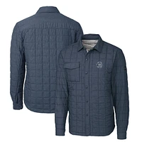 Men's Cutter & Buck Heather Navy Penn State Nittany Lions Rainier PrimaLoft Eco Insulated Quilted Button-Up Shacket