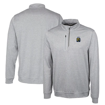 Men's Cutter & Buck Gray FIU Panthers Heathered Vault Stealth Quarter-Zip Pullover Top