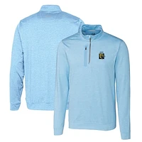 Men's Cutter & Buck Light Blue FIU Panthers Heathered Vault Stealth Quarter-Zip Pullover Top