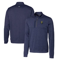 Men's Cutter & Buck Navy FIU Panthers Heathered Vault Stealth Quarter-Zip Pullover Top