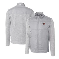 Men's Cutter & Buck Gray Florida State Seminoles Vault Stealth Hybrid Quilted Full-Zip Windbreaker Jacket