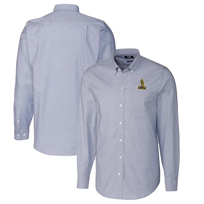 Men's Cutter & Buck Light Blue Northern Arizona Lumberjacks Vault Stretch Oxford Long Sleeve Button-Down Shirt