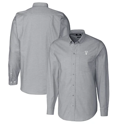 Men's Cutter & Buck Charcoal Villanova Wildcats Vault Stretch Oxford Long Sleeve Button-Down Shirt