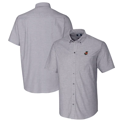 Men's Cutter & Buck Charcoal Florida Gators Vault Stretch Oxford Short Sleeve Button-Down Shirt