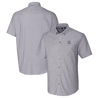 Men's Cutter & Buck Charcoal Georgetown Hoyas Vault Stretch Oxford Short Sleeve Button-Down Shirt