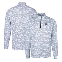 Men's Cutter & Buck Charcoal Northwestern Wildcats Vault Traverse Camo Print Stretch Quarter-Zip Pullover Top