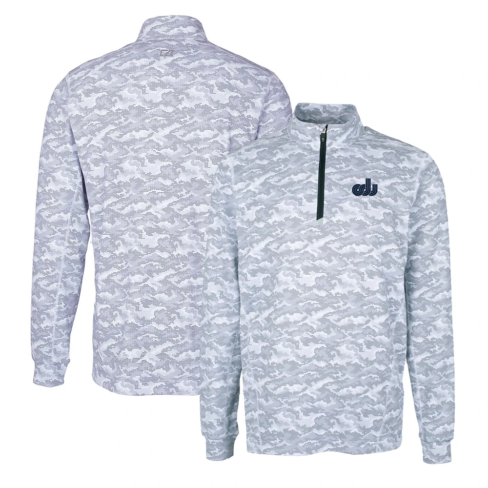 Men's Cutter & Buck Charcoal Old Dominion Monarchs Vault Traverse Camo Print Stretch Quarter-Zip Pullover Top