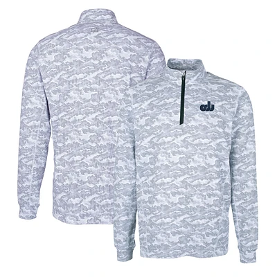 Men's Cutter & Buck Charcoal Old Dominion Monarchs Vault Traverse Camo Print Stretch Quarter-Zip Pullover Top