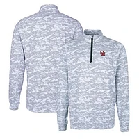 Men's Cutter & Buck Charcoal Ole Miss Rebels Vault Traverse Camo Print Stretch Quarter-Zip Pullover Top