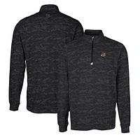Men's Cutter & Buck Black Oregon State Beavers Vault Traverse Camo Print Stretch Quarter-Zip Pullover Top