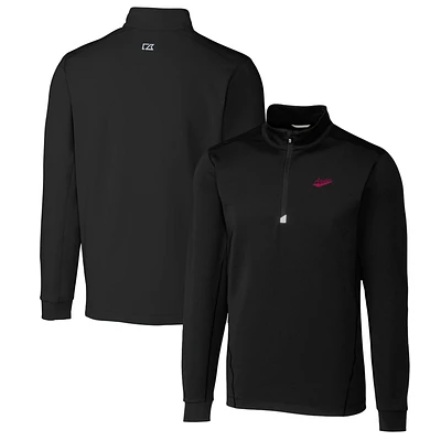 Men's Cutter & Buck Black New Mexico State Aggies Traverse Stretch Quarter Zip-Pullover Top
