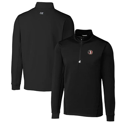 Men's Cutter & Buck Black Florida State Seminoles Traverse Stretch Quarter Zip-Pullover Top