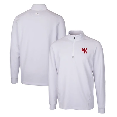 Men's Cutter & Buck White Western Kentucky Hilltoppers Traverse Stretch Quarter Zip-Pullover Top