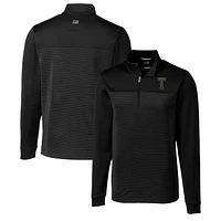 Men's Cutter & Buck Black Georgia Tech Yellow Jackets Traverse Stripe Quarter-Zip Pullover Top