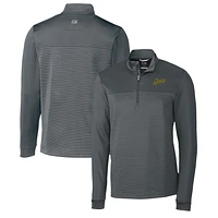 Men's Cutter & Buck Steel George Mason Patriots Traverse Stripe Quarter-Zip Pullover Top