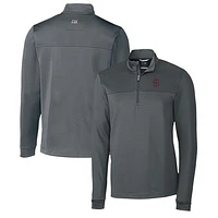Men's Cutter & Buck Steel Southern Illinois Salukis Traverse Stripe Quarter-Zip Pullover Top