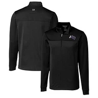 Men's Cutter & Buck Black Stephen F Austin Lumberjacks Traverse Stripe Quarter-Zip Pullover Top