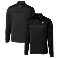 Men's Cutter & Buck Black TCU Horned Frogs Traverse Stripe Quarter-Zip Pullover Top