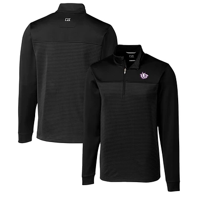 Men's Cutter & Buck Black TCU Horned Frogs Traverse Stripe Quarter-Zip Pullover Top