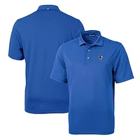 Men's Cutter & Buck Blue Kansas Jayhawks Team Logo Virtue Eco Pique Recycled Polo