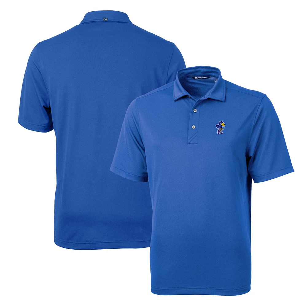 Men's Cutter & Buck Blue Kansas Jayhawks Team Logo Virtue Eco Pique Recycled Polo