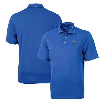 Men's Cutter & Buck Blue Kansas Jayhawks Team Logo Virtue Eco Pique Recycled Polo
