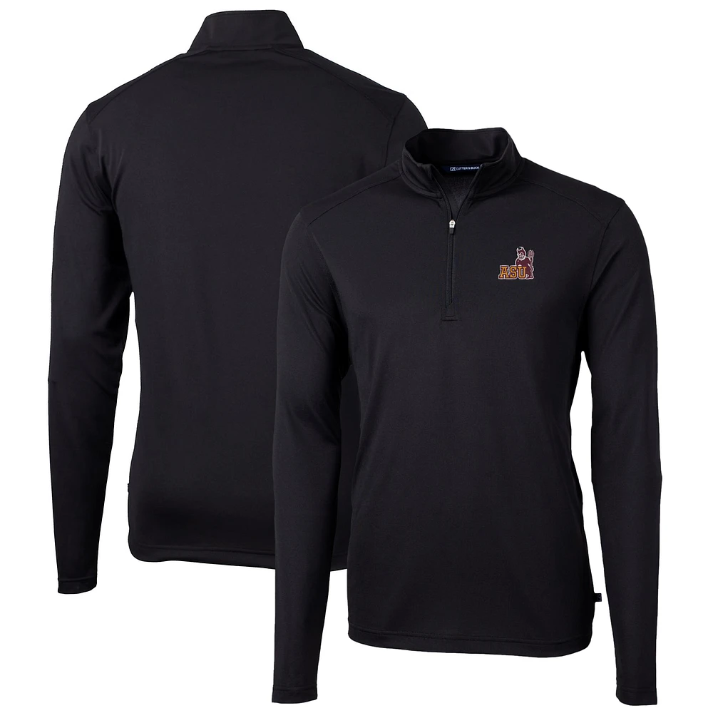 Men's Cutter & Buck Arizona State Sun Devils Virtue Eco Pique Recycled Quarter-Zip Pullover Top