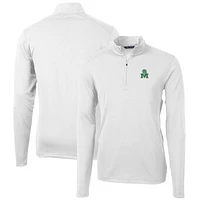 Men's Cutter & Buck Marshall Thundering Herd Virtue Eco Pique Recycled Quarter-Zip Pullover Top