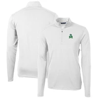 Men's Cutter & Buck Marshall Thundering Herd Virtue Eco Pique Recycled Quarter-Zip Pullover Top