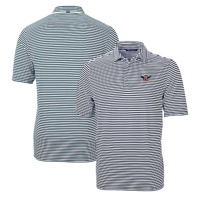 Men's Cutter & Buck Navy Auburn Tigers Throwback Logo Virtue Eco Pique Stripe Recycled Polo