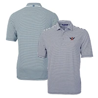 Men's Cutter & Buck Navy Auburn Tigers Throwback Logo Virtue Eco Pique Stripe Recycled Polo